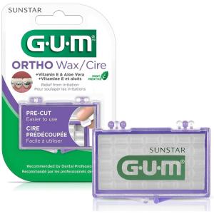 GUM Orthodontic Wax for Braces and Dental Devices – Soothing Dental Wax with Vitamin E and Aloe Vera – Clear Color – Unflavored (Pack of 6)(Mint)