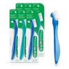 GUM Denture Brush – Dual Headed Hard Bristle Toothbrush for Dentures & Acrylic Retainers – Dentist Recommended Denture Cleaner 1ct (Pack of 6)