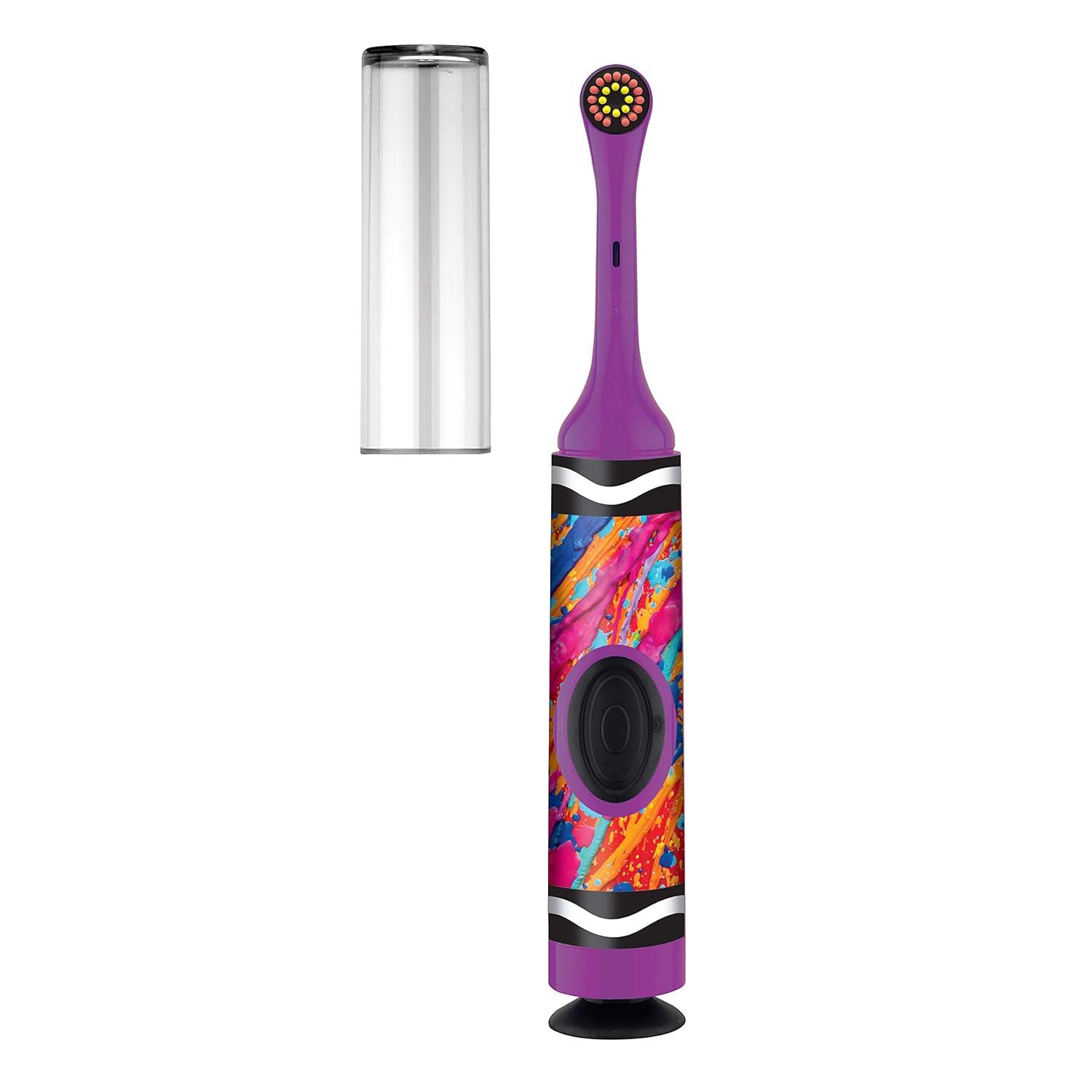 image:imageGUM Crayola Power Toothbrush for Kids Extra Soft Bristled Toddler Toothbrushes Travel Cap Su Countion Cup Base Batteries Included 1 Count Pack of 4