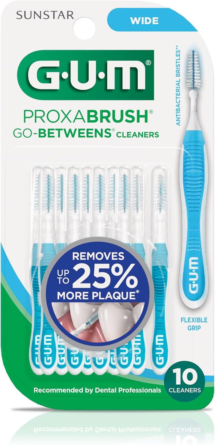 image:imageGUM Proxabrush GoBetweens Moderate Interdental Brushes Soft Bristled Dental Picks for Plaque Removal amp Gum Health Safe for Braces amp Dental Devices 10 CountWide