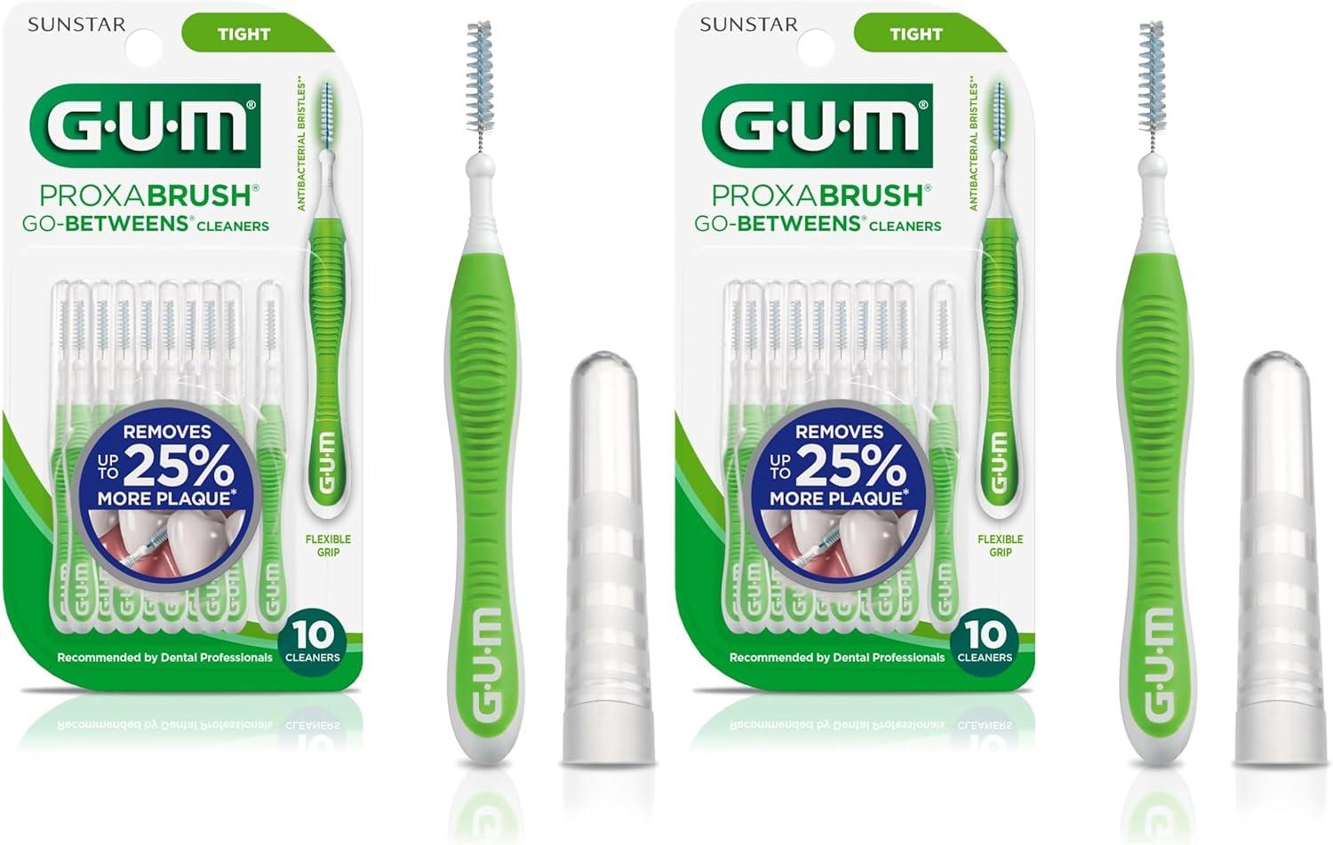 image:imageGUM Proxabrush GoBetweens Moderate Interdental Brushes Soft Bristled Dental Picks for Plaque Removal amp Gum Health Safe for Braces amp Dental Devices 10 CountTight