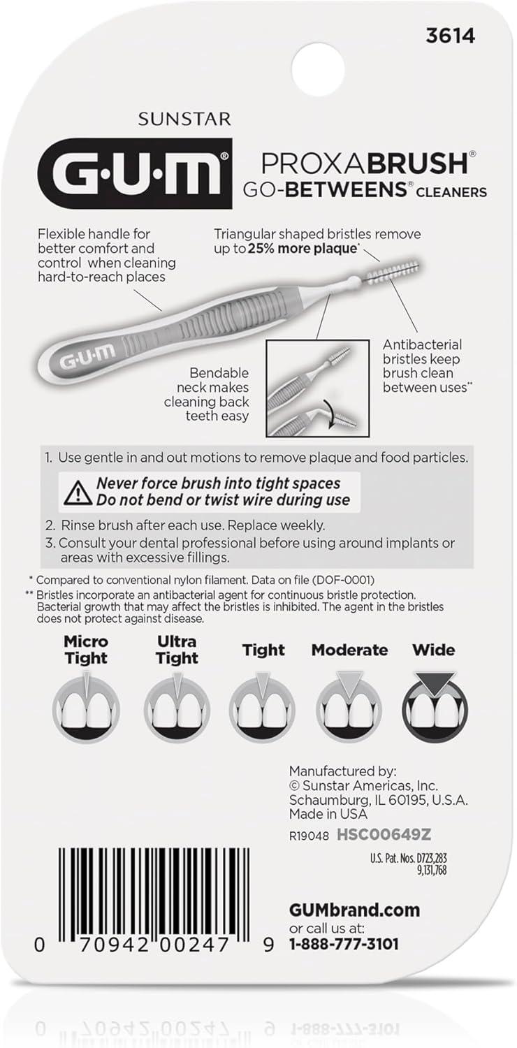 image:imageGUM Proxabrush GoBetweens Moderate Interdental Brushes Soft Bristled Dental Picks for Plaque Removal amp Gum Health Safe for Braces amp Dental Devices 10 CountWide