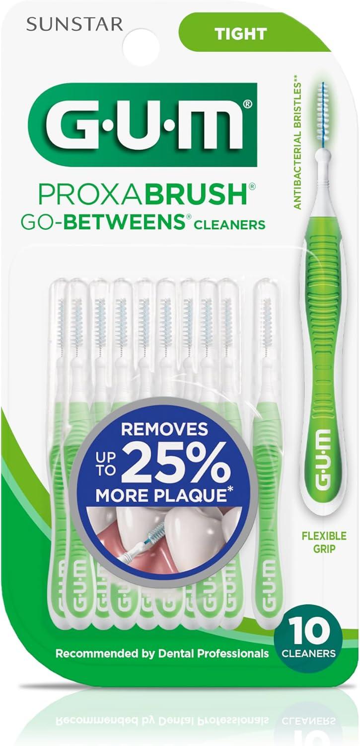 image:imageGUM Proxabrush GoBetweens Moderate Interdental Brushes Soft Bristled Dental Picks for Plaque Removal amp Gum Health Safe for Braces amp Dental Devices 10 CountTight