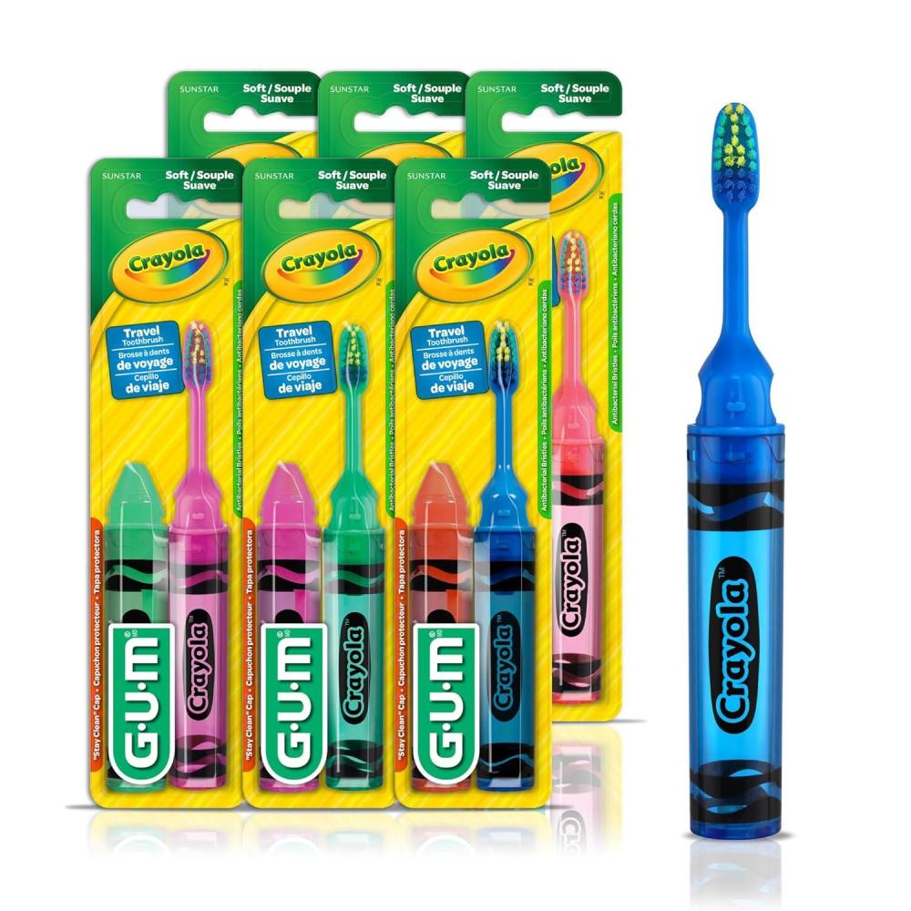 image:imageGUM Crayola Kids Travel Toothbrush Antibacterial Bristles Soft Ages 4 2ct 6pk