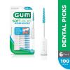 GUM Soft-Picks Wider Space, Easy to Use Dental Picks for Teeth Cleaning and Gum Health, With Convenient Carry Case, Dentist Recommended Dental Floss Picks, 100ct (6pk)
