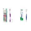 Bundle of GUM Technique Deep Clean Toothbrush – Compact Soft – Extra Fine Bristles, 3ct + GUM Tongue Cleaner – Dual Action Soft Bristled Tongue Brush with Tongue Scraper (Pack of 1)