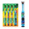 GUM Crayola Power Toothbrush for Kids, Extra Soft Bristled Toddler Toothbrushes, Travel Cap + Su Countion Cup Base, Batteries Included, 1 Count (Pack of 4)