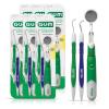 GUM Oral Care Dental Cleaning Kit, Dental Mirror with Light, Explorer Pick, and Dental Scaler, Professional Quality Stainless Steel Dental Tools, Easy-Grip Handle (6pk)(6 Sets)
