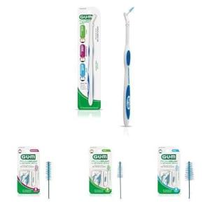 Bundle of GUM Proxabrush Permanent Handle + GUM Proxabrush Go-Betweens Refills – Moderate, 8 Count (Pack of 1) Tight, 8 Count (Pack of 1), Wide, 8 Count (Pack of 1)