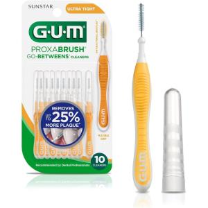 GUM Proxabrush Go-Betweens – Moderate – Interdental Brushes – Soft Bristled Dental Picks for Plaque Removal & Gum Health – Safe for Braces & Dental Devices, 10 Count(Ultra Tight)