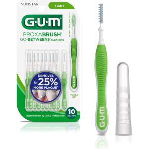GUM Proxabrush Go-Betweens – Moderate – Interdental Brushes – Soft Bristled Dental Picks for Plaque Removal & Gum Health – Safe for Braces & Dental Devices, 10 Count(Tight)