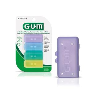 GUM Toothbrush Cap, Toothbrush Covers for Travel or Home Use, 4 Pastel Colors, Sanitizing Toothbrush Protector, 4 Covers(Pack of 6)(4 Count (Pack of 1))
