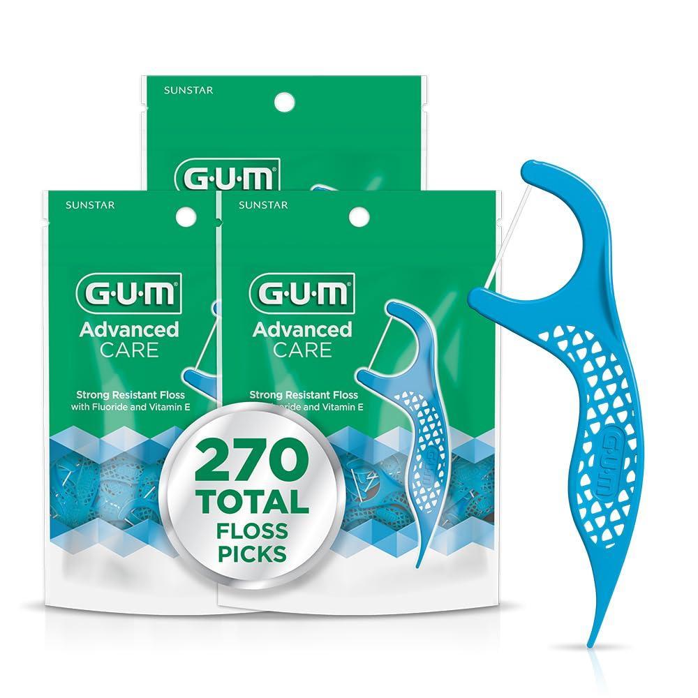 image:imageGUM Advanced Care Floss Picks  Dental Flossers for Adults with Vitamin E and Fluoride90 Count Pack of 3