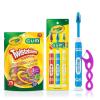 GUM Crayola Twistables Kids Flossers with Fluoride, Three Fun Fruit Flavors, 75 Count and GUM Crayola Marker Children’s Toothbrush, Soft Bristled Kids’ Toothbrush Set Age 3+, Suction Cup Base, 3 Count