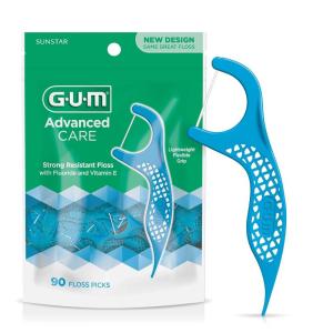 GUM Advanced Care Floss Picks – Dental Flossers for Adults with Vitamin E and Fluoride(90 Count (Pack of 1))