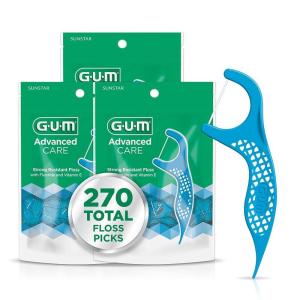 GUM Advanced Care Floss Picks – Dental Flossers for Adults with Vitamin E and Fluoride(90 Count (Pack of 3))