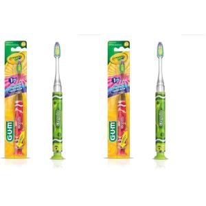 GUM – 202RK Crayola Timer Light Toothbrush (Single Toothbrush) Soft Bristle, Packaging May Vary (Pack of 2)