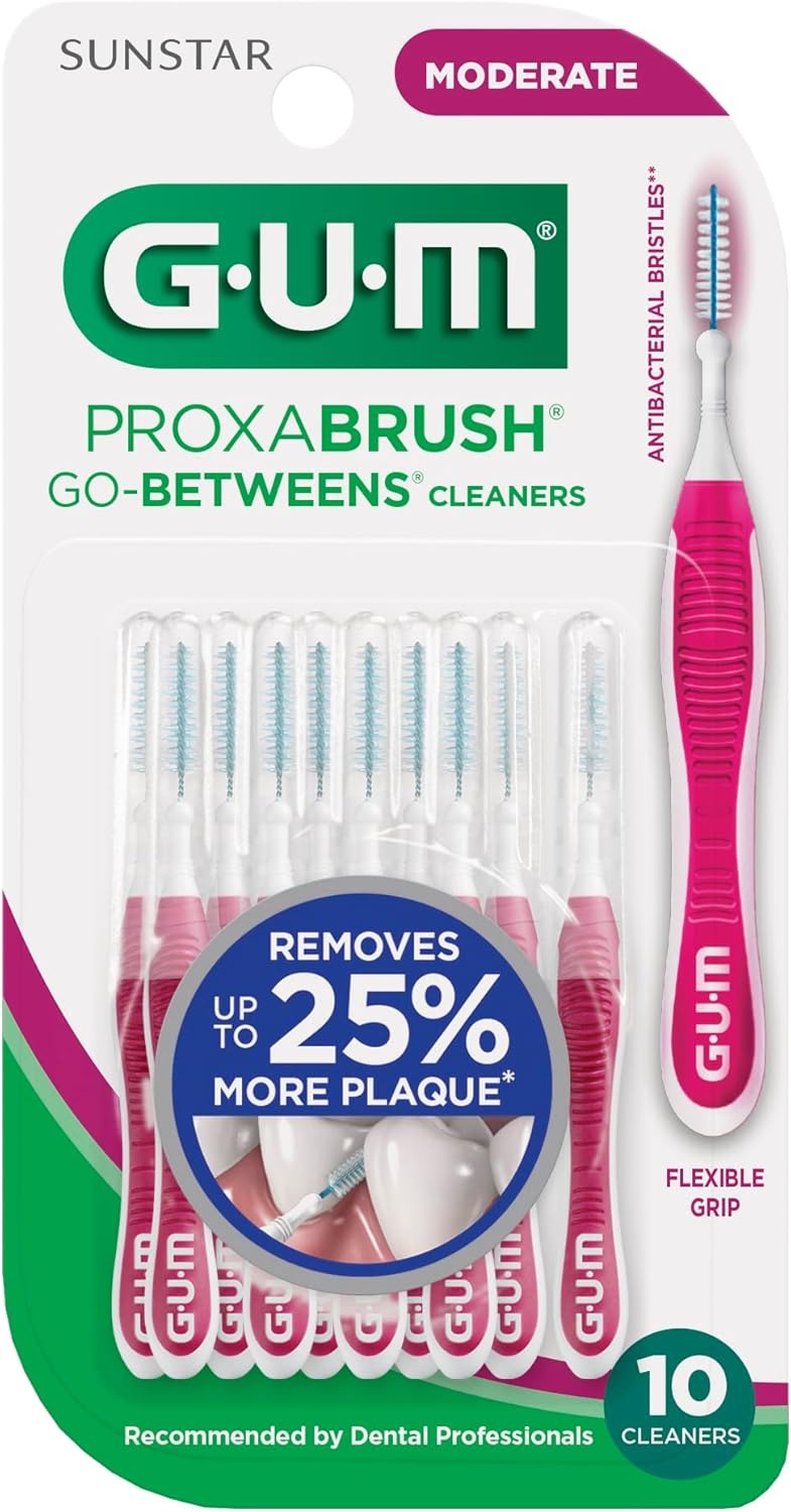 image:imageGUM Proxabrush GoBetweens Moderate Interdental Brushes Soft Bristle Dental Picks for Plaque Removal Health amp Braces Care 15 Count10 Count Pack of 4