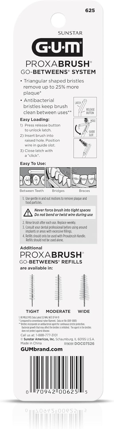 image:imageGUM Proxabrush Permanent Handle Refills Compatible with GoBetweens Interdental Brushes for Plaque Removal Health Braces Care amp Implants Pack of 41 Count Pack of 4