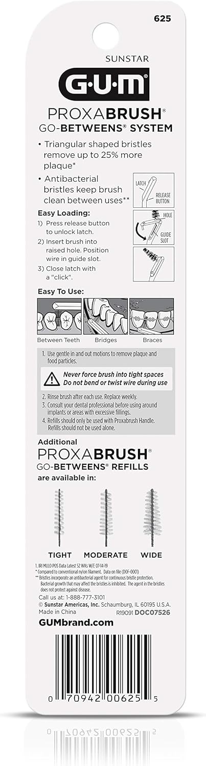 image:imageGUM Proxabrush Permanent Handle Refills Compatible with GoBetweens Interdental Brushes for Plaque Removal Health Braces Care amp Implants Pack of 41 Count Pack of 1