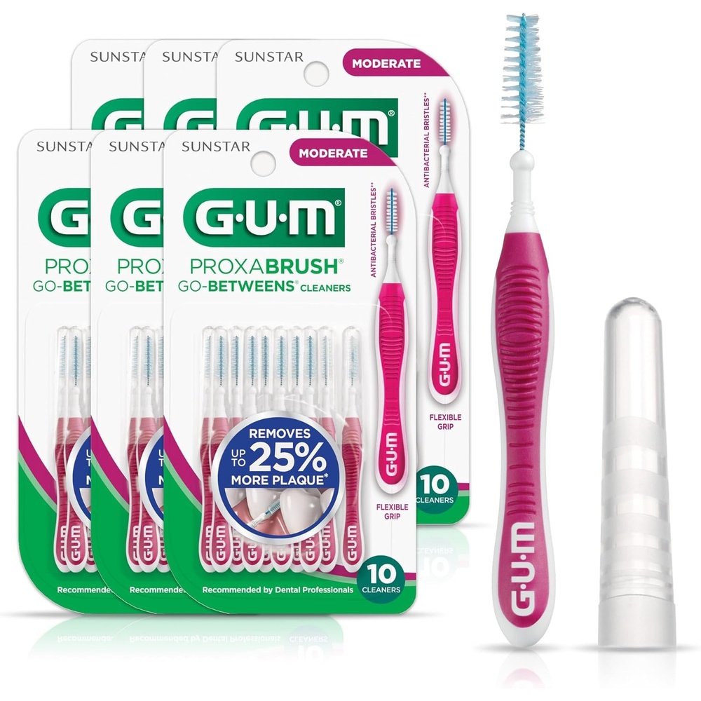 image:imageGUM Proxabrush GoBetweens Moderate Interdental Brushes Soft Bristle Dental Picks for Plaque Removal Health amp Braces Care 15 Count10 Count Pack of 6