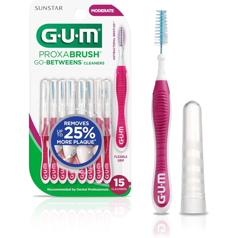 image:imageGUM Proxabrush GoBetweens Moderate Interdental Brushes Soft Bristle Dental Picks for Plaque Removal Health amp Braces Care 15 Count15 Count Pack of 1
