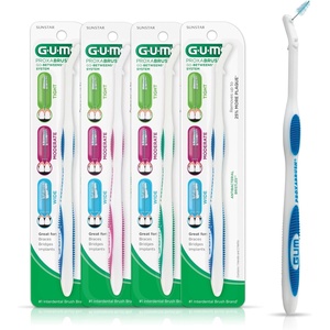 GUM Proxabrush Permanent Handle Refills – Compatible with Go-Betweens Interdental Brushes for Plaque Removal, Health, Braces Care & Implants, Pack of 4(1 Count (Pack of 4))
