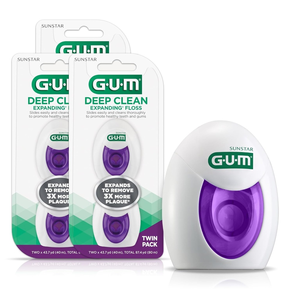 image:imageExpanding Dental Floss Waxed Woven Floss Effective Plaque Removal for Tight Teeth Unflavored 2ct 3pk