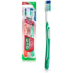 GUM Super Tip Toothbrush, Soft Bristle Toothbrush for Adults with Tongue Cleaner, Compact Head, 2ct (6pk)(Full Head – Soft Bristles)
